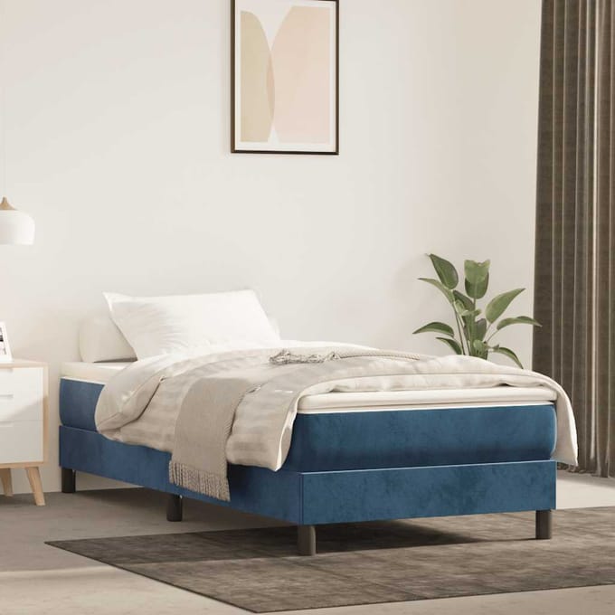 vidaXL - Pocketveringmatras - medium - 100x210x20 - cm - fluweel - donkerblauw