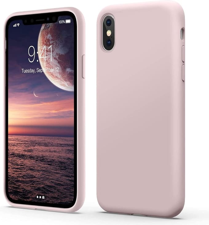 Solid hoesje Soft Touch Liquid Silicone Flexible TPU Cover - Geschikt voor: iPhone XS Max - Sand Pink