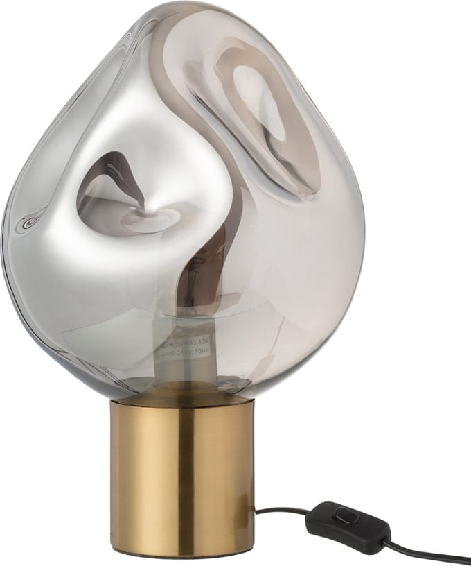 J-Line tafellamp - metaal/glas - grijs/goud