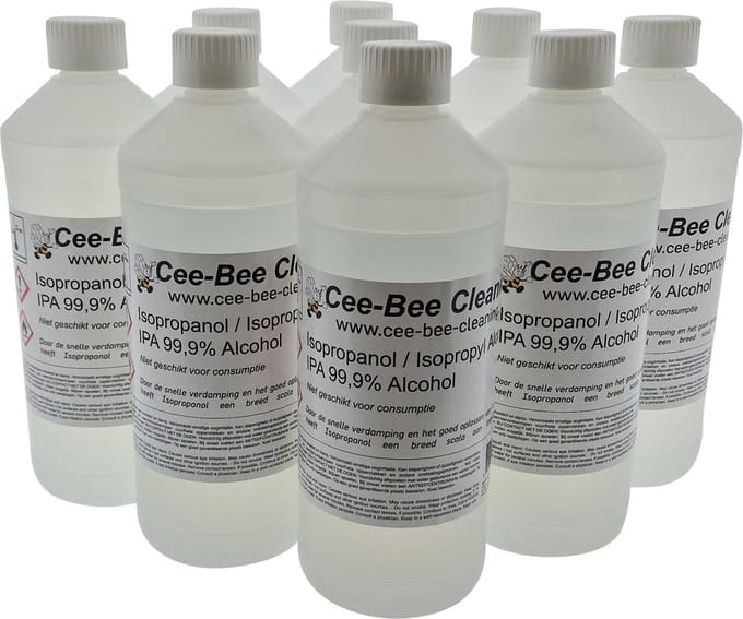 Cee-Bee Isopropanol | Isopropyl | IPA 99.9% Alcohol | 1000 ml | 9 flessen á 1 liter