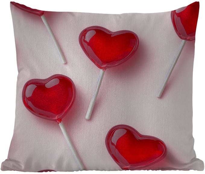 Buitenkussen - Lollies - Hartjes - Roze - 45x45 cm - Weerbestendig