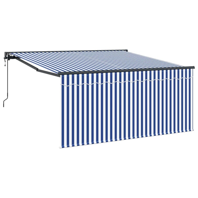 vidaXL - Uitschuifbare - luifel - Blauw - en - Wit - 300 - x - 250 - cm