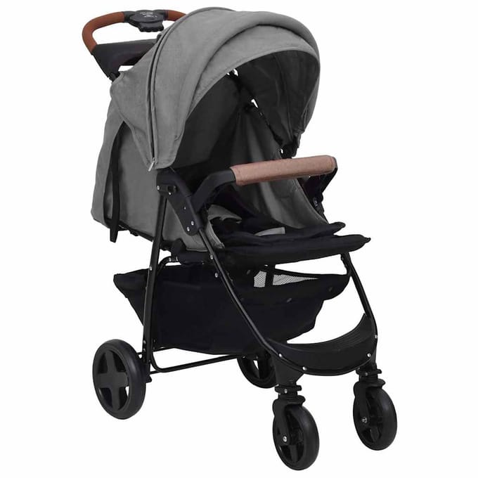 vidaXL - Kinderwagen - 2-in-1 - staal - lichtgrijs