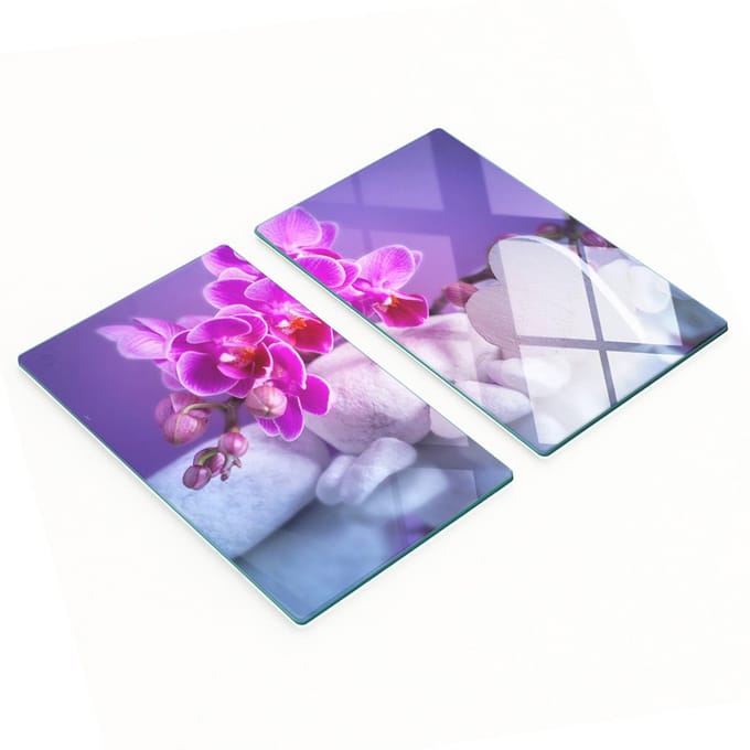 Glazen snijplanken met orchidee- en hartmotief, 2x30x52 cm