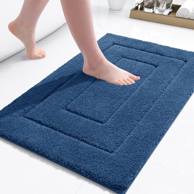 BOTC Badmat - Antislip - 80x50cm - Absorberende Badmat - Douchemat - Toiletmat - Blauw
