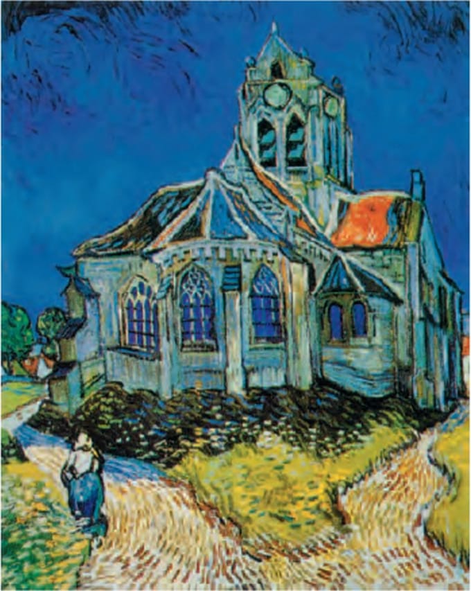 Mini kunstposter - Vincent van Gogh - De kerk bij Auvers - 24x30 cm