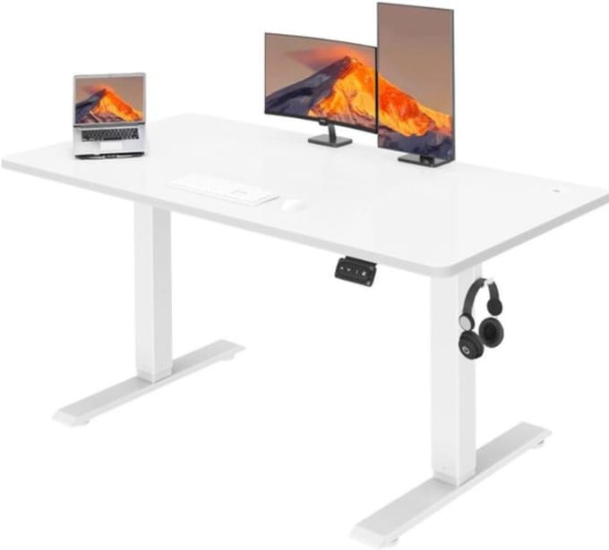Thuys - Zit Sta Bureau Elektrisch - Game Bureau - Verstelbaar - Wit