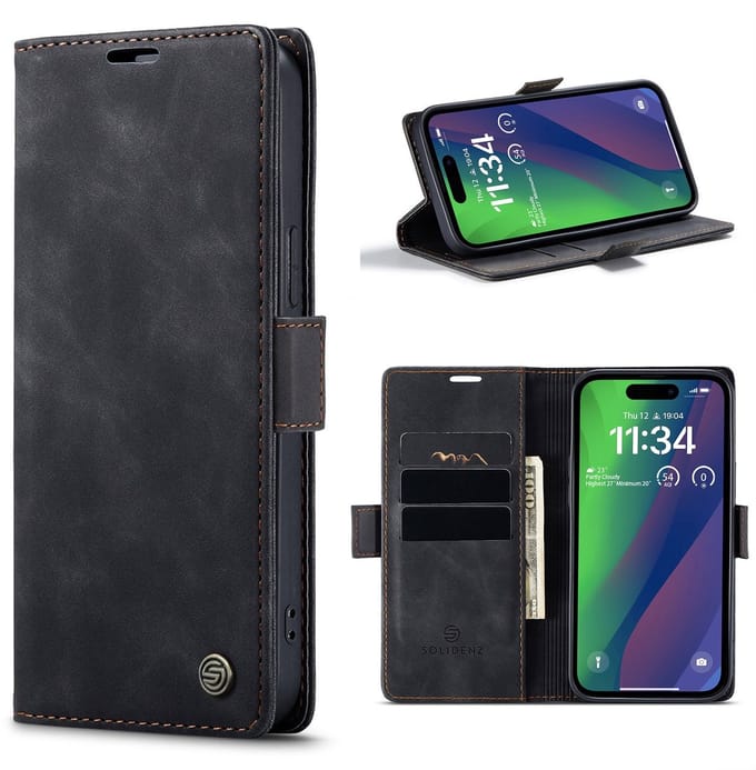 Solidenz Hoesje - Geschikt voor iPhone 17e / 16e - Urban Book - Zwart