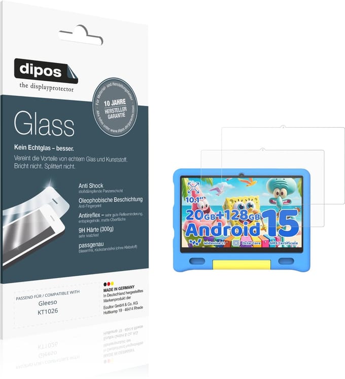 dipos – 2x Matte Pantserfolie geschikt voor Gleeso KT1026 | 9H Screenprotector