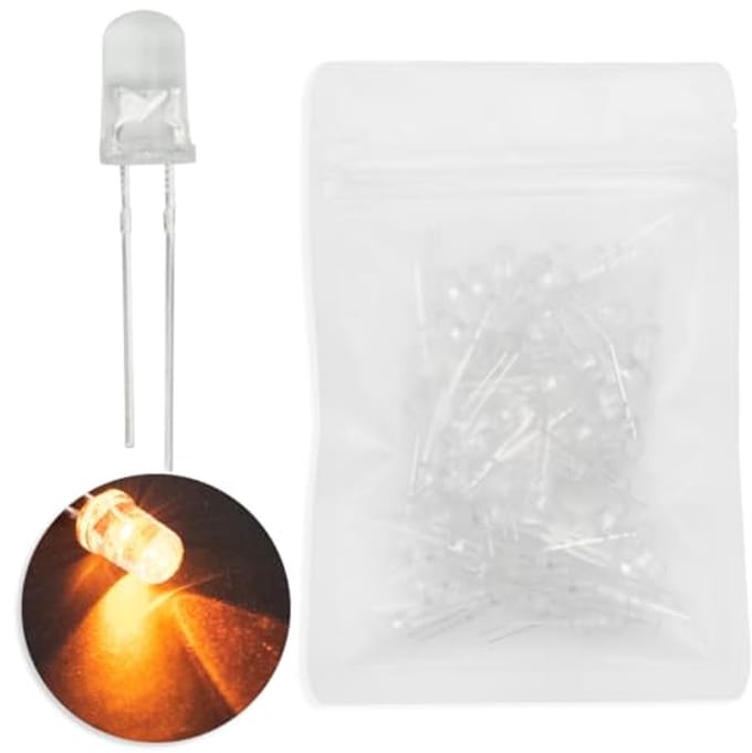 100 stuks 5mm Witte LED Diodes met Geel Licht - DC 1.9V~2.1V