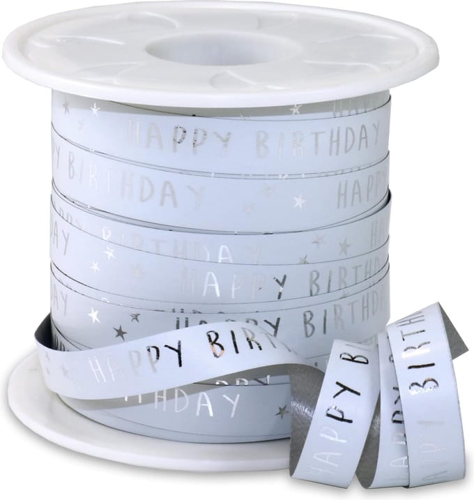 Krullint Happy Birthday Wit – Cadeaulint - 10mm