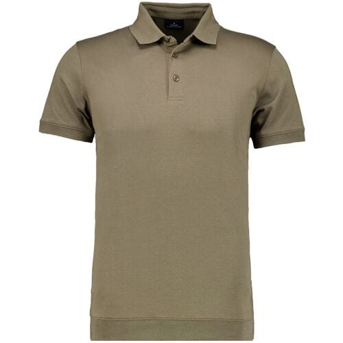 Ragman Pima Cotton Uni Color Polo Bottom Rib Mocca / male