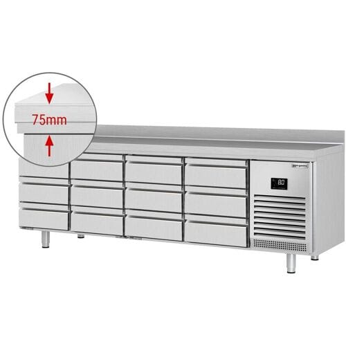 GGM Gastro Kühltisch Premium PLUS - 2452x600mm - mit 12 Schubladen 1/3 - mit Aufkantung