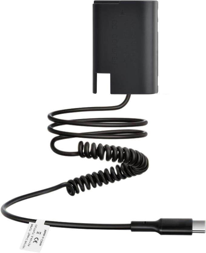 Dummy Batterij - Stroomadapter - Langdurige Opnames - Volledig Gedecodeerd - USB Type-C - Zwart