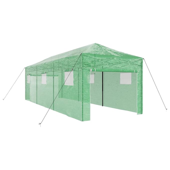 vidaXL - Kas - met - Pop-up - Frame - met - dak - Groen - 290 - x - 870 - x - 315 - cm - IJzer
