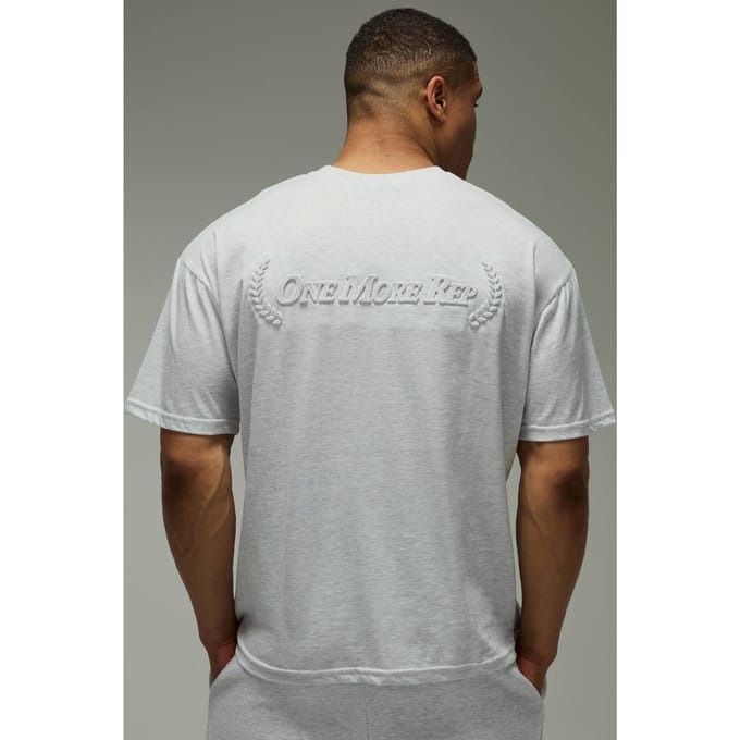 Nog Één Herhaling Oversized Geborduurd T-shirt | Grey Marl | Size Medium