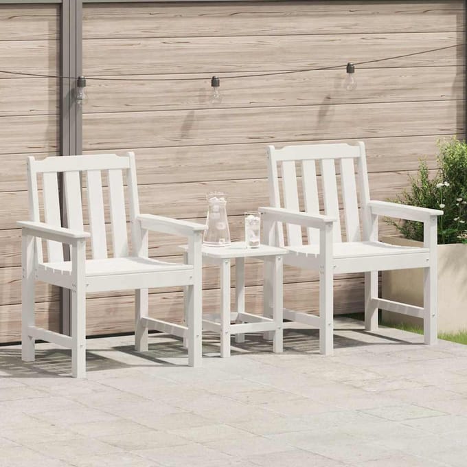 vidaXL Tuin eetkamerstoel 2 pcs Wit 65,5 x 59 x 88 cm HDPE