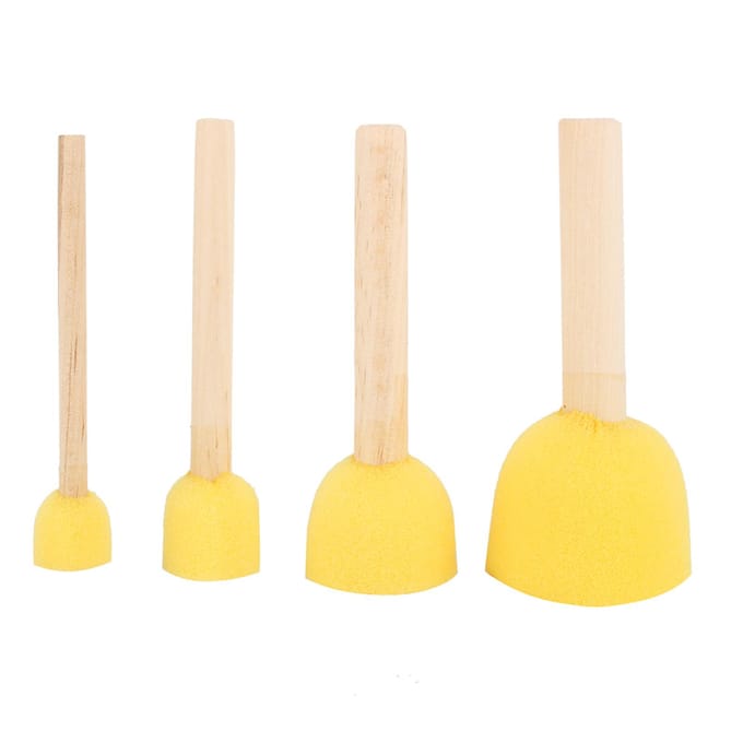 4 Stuks Houten Handvat Sjablonge Spons Schuimpenseel Meubel Knutsel Kunst Schilderhulpmiddel beige