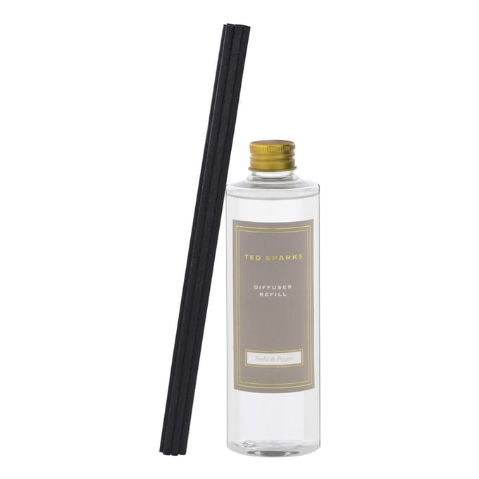 Ted Sparks Diffuser Refill & Sticks Tonka & Pepper Geurstokjes Navulling 250 ml