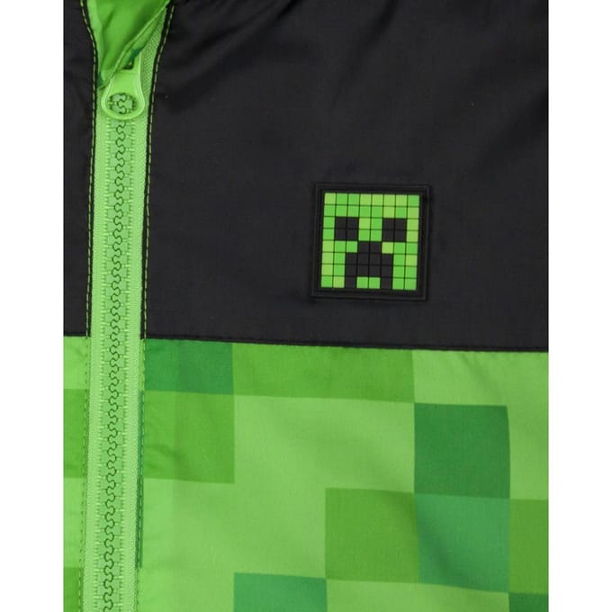 Veste à capuche imperméable Creeper pour garçon Minecraft 11-12 noir/vert