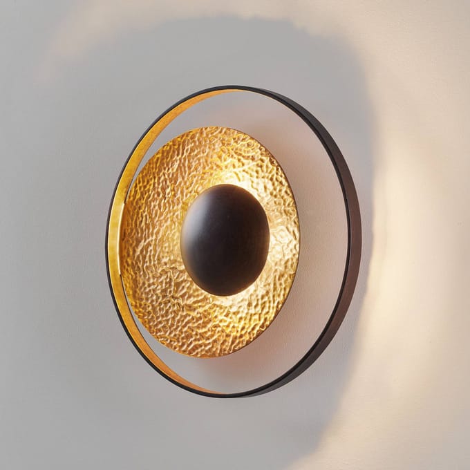 Holländer Wandlamp Satelliet in goud-bruin, Ø 40 cm