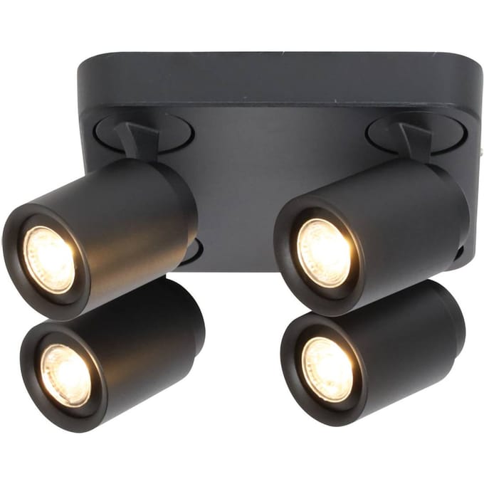 Freelight Razza plafondspot, zwart, lengte 30 cm, 4-lamps, metaal