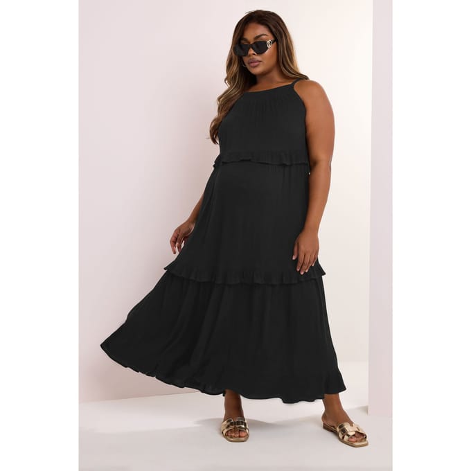 Bump It Up Maternity Maxi Jurk Met Lagen Met Ruches In Zwart Size 52