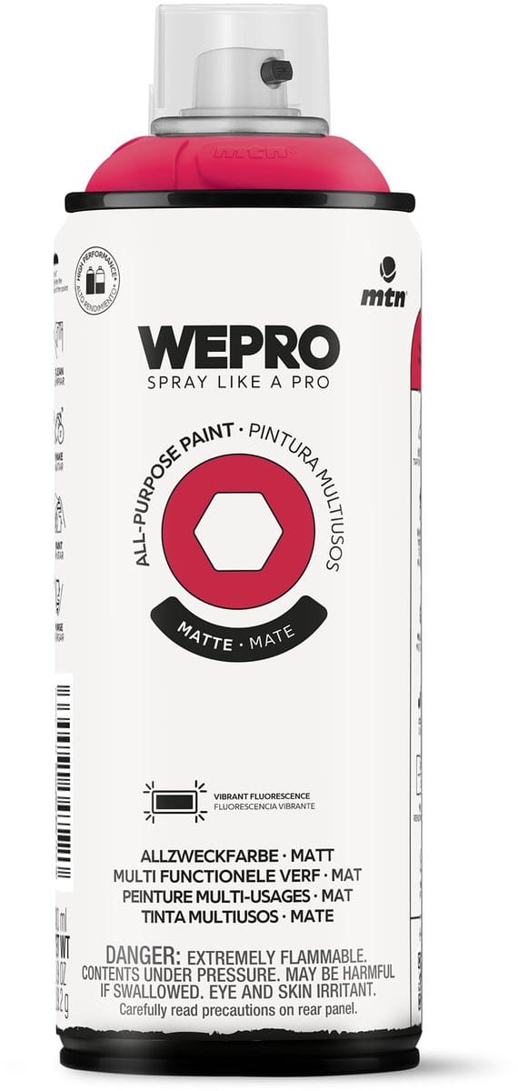 Spuitbus Fluor Rood Mat MTN WEPRO ALL-PURPOSE PAINT 400ML