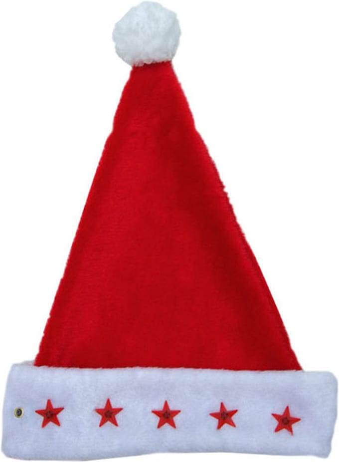 Gerimport Kerstmuts - met lichtjes - 3D sterren - polyester - volwassenen