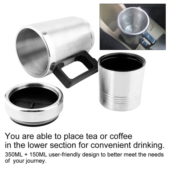 350 ml 150 ml roestvrijstalen auto elektrische waterkoker koffie thee thermos water verwarmingsbeker 12V wit