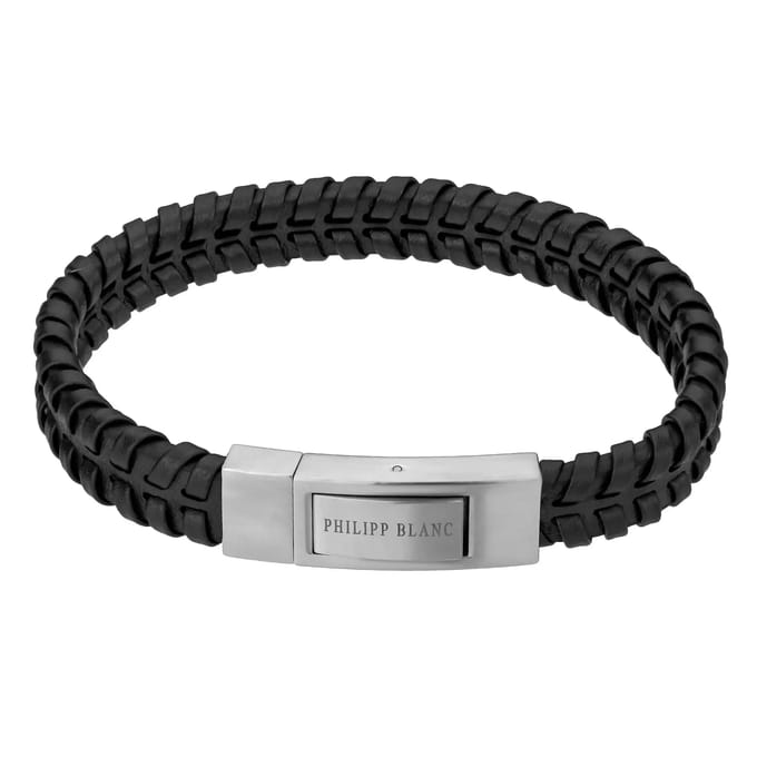 Echt leer en roestvrij stalen armband Philipp Blanc Andreas