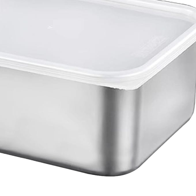 Voedselbewaarcontainer met Deksel 304 Roestvrij Staal Vierkante Lunchcontainer voor Koelkast Buiten Small white