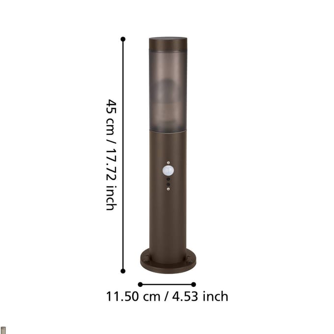 EGLO Helsinki Sokkellamp - Staande lamp Buiten - Sensor - E27 - 45 cm - Bruin