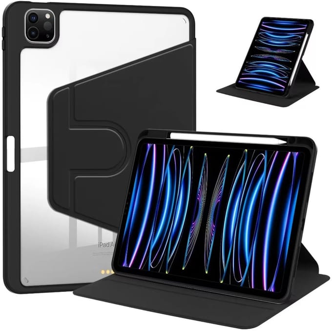 For iPad Pro 11" (2024) PU Leather Protective Case Black