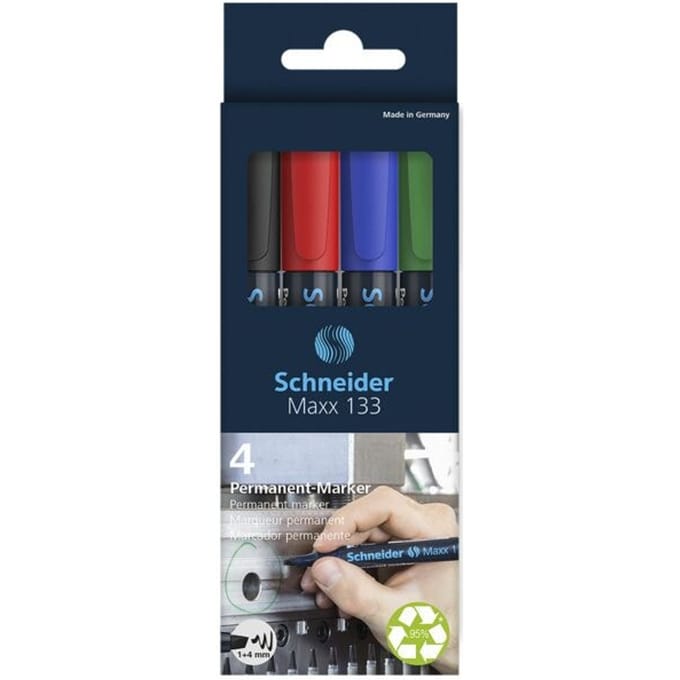 Schneider permanent marker - Maxx 133 - beitelpunt - 4 stuks - S-113394