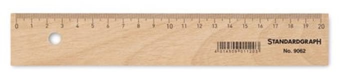 Liniaal Standardgraph 20cm hout met metaalinleg - SG-9062