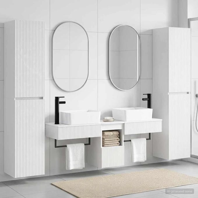 vidaXL - Badkamermeubel - Set - 5 - st - Hoogglans - Wit - 33 - x - 34,5 - x - 160 - cm