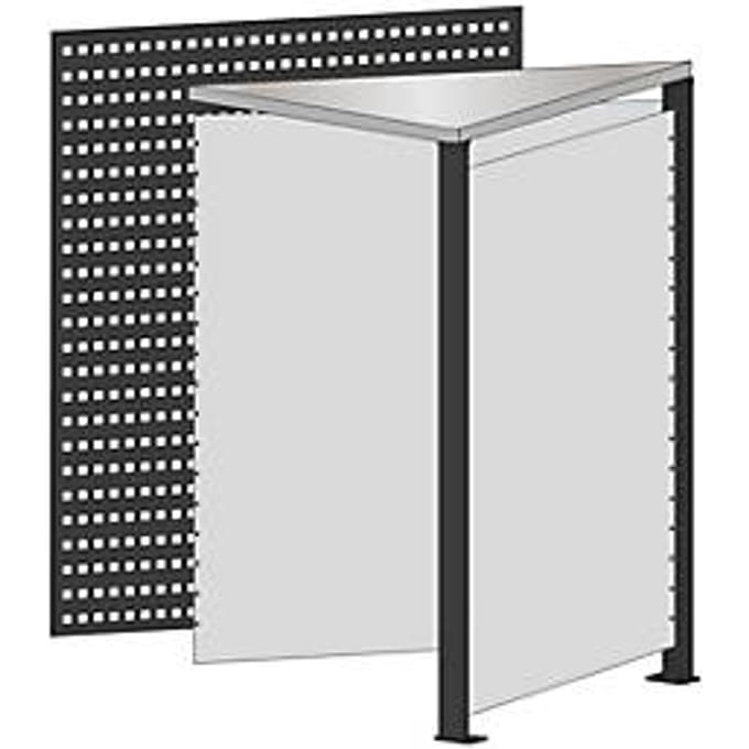 Schulte Lagertechnik Hoekmodule voor uitschuifbaar baliesysteem MULTIplus, 1 modulair frame, 1 eindpaneel, bladbreedte 780 mm, met werkblad