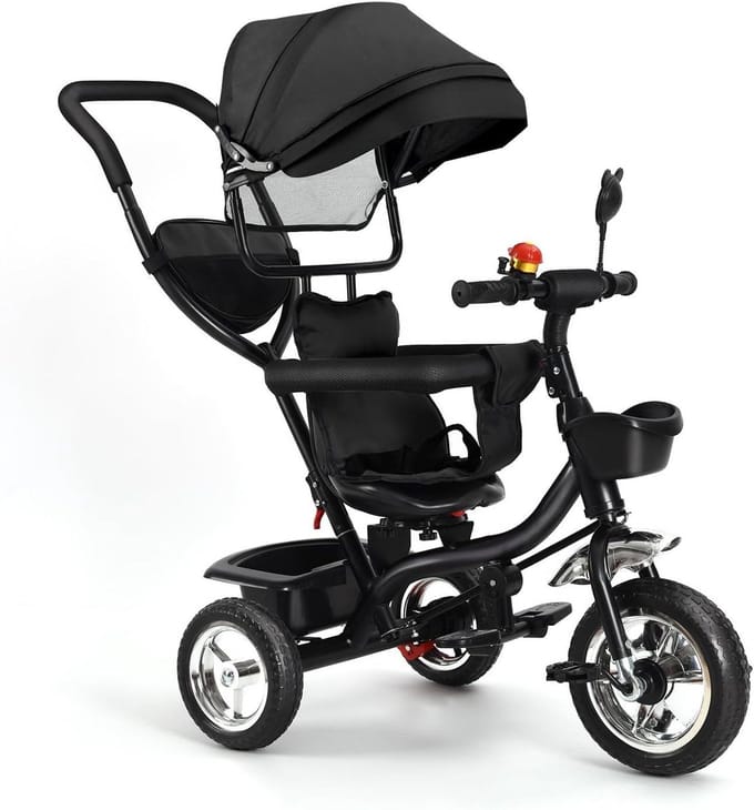 Kinderdriewieler - Loopfiets - Buiten Spelen - 4-in-1 Functie - 46x75x106cm - Zwart
