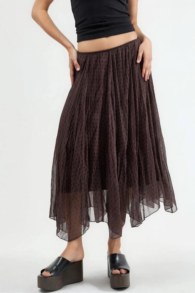 Hoge Taille Polkadot Maxi Rok