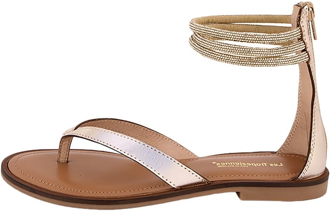 Les Hodixy platte leren sandalen