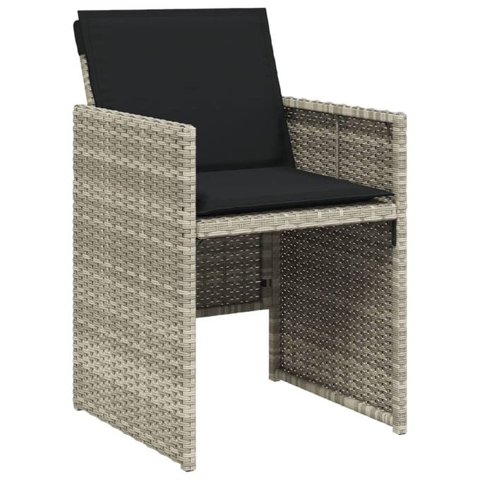 vidaXL - Tuinstoelen - 4 - st - met - kussens - poly - rattan - lichtgrijs