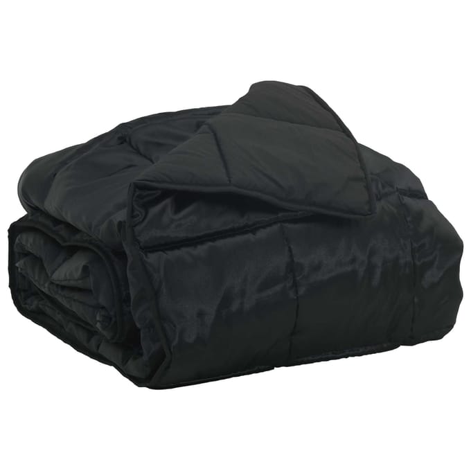 vidaXL Zomer Dekbed Zwart 140 x 200 cm Satijn en Microfiber
