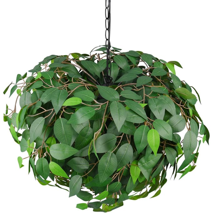 Reality Leuchten Hanglamp Leavy, zwart/groen, Ø 70 cm, 4-lamps, E14