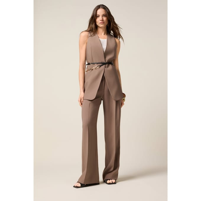 Oltre Vest In Viscose Blend Fabric Brown Taglia: 38 | Gilet Outlet | Donna | Marrone