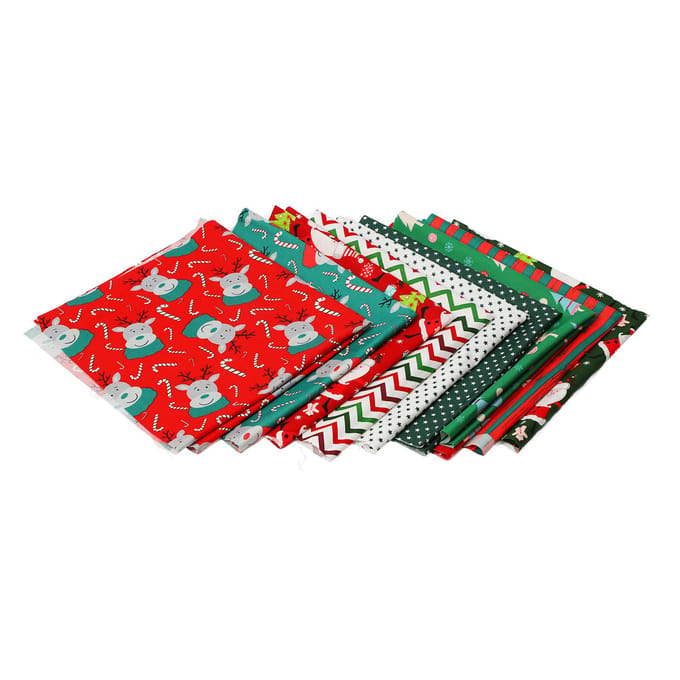 10 STUKS Kerst Katoen Stof Twill Bedrukking Modieus Decoratief DIY Katoenen Doek Naaien Handwerk red