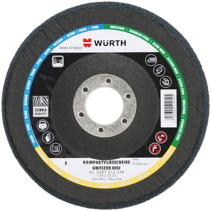 Wurth - Hardgeperste compacte vliesschijf Met weefselplaat - Hardgeperste compacte vliesschijf Met weefselplaat - x 5 st - Korrel Zeer