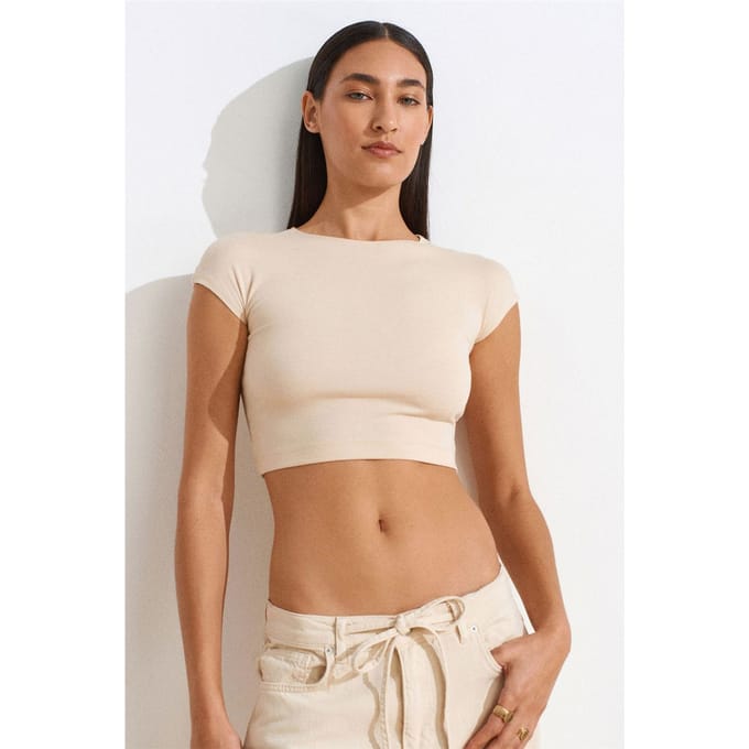 Slim Fit Crop Jersey Blouse