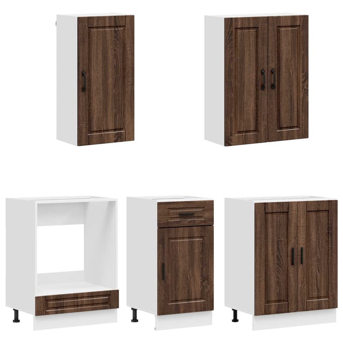 vidaXL - Keukenblok - PORTO - 5 - st - Bruin - eiken - Bewerkt - hout