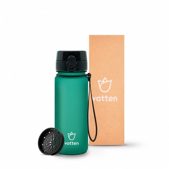 Vatten® Waterfles 500ml - Drinkfles - Drinkbus - Donkergroen - Incl Fruit Filter - 100% Lekvrij